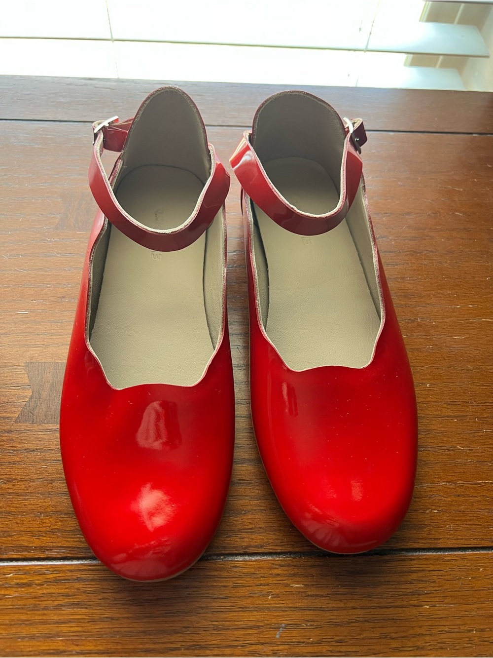 Elephantito Girls Dress Shoes Celina Flats With Ankle Strap Patent Red Size 6